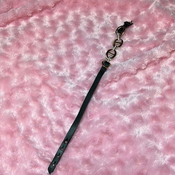 Ann Taylor Gold Rhinestones & Leather Wrap Bracelet - Picture 3 of 6